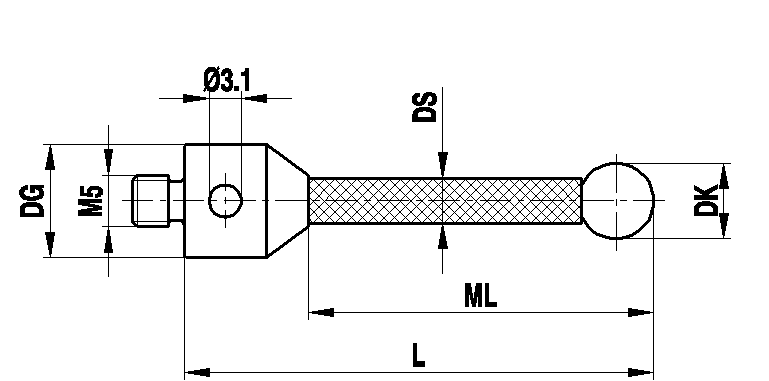 M5 рубиновый шарик Ø10 мм, стержень из термостабильного углепластика, L 150 мм, ML 137 мм, для систем ZEISS A-5555-0643